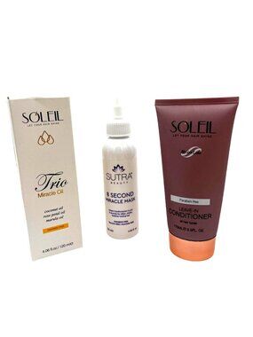 Soleil Trio Oil Sutra 8 Second Mask & Leave-In Conditioner Set Paraben-Free